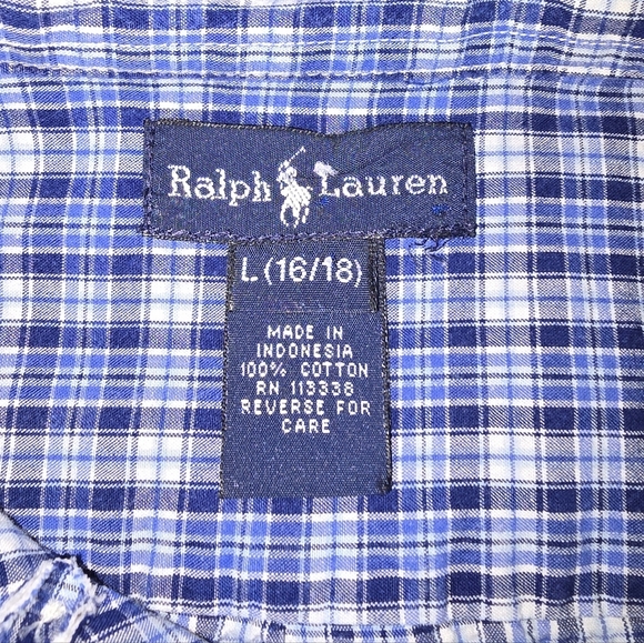 Ralph Lauren | Youth Boys 100% Cotton Casual Button Down Shirt SIZE LARGE 16\18 - Picture 2 of 13